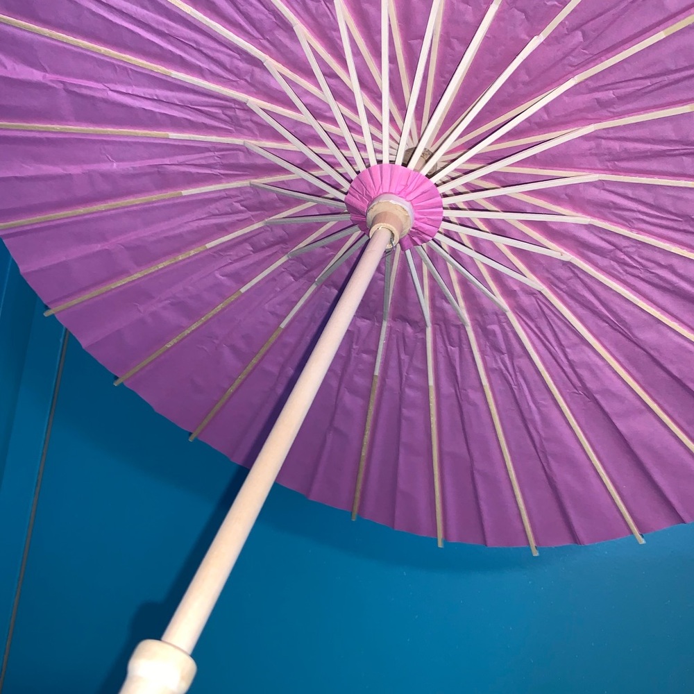 2 Pink Mini Parasol Umbrellas